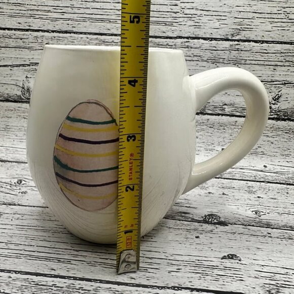Rae Dunn Easter Egg Shaped Coffee Mug - Happy Easter - Purple - Striped Egg​​​ - Picture 7 of 7